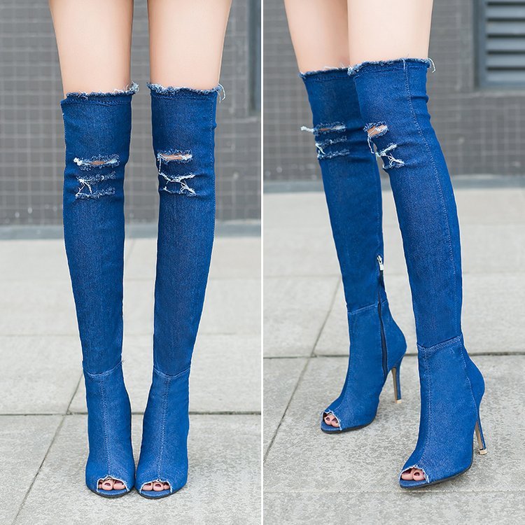 Driprime SuperModela TM. Stiletto High-Stretch Denim (Boots Over Sexy Knees)