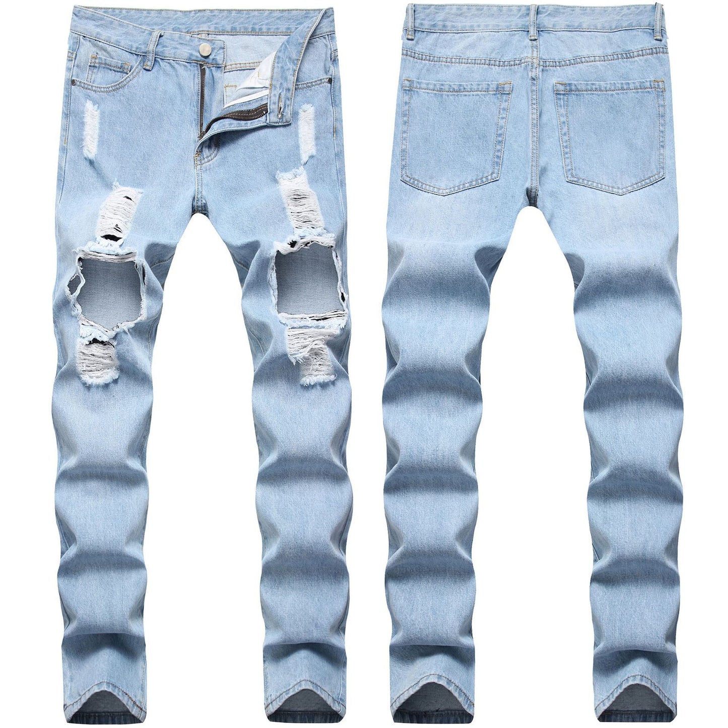 Driprime Streetwear Light Blue Ripped Skinny Jeans (Men's)