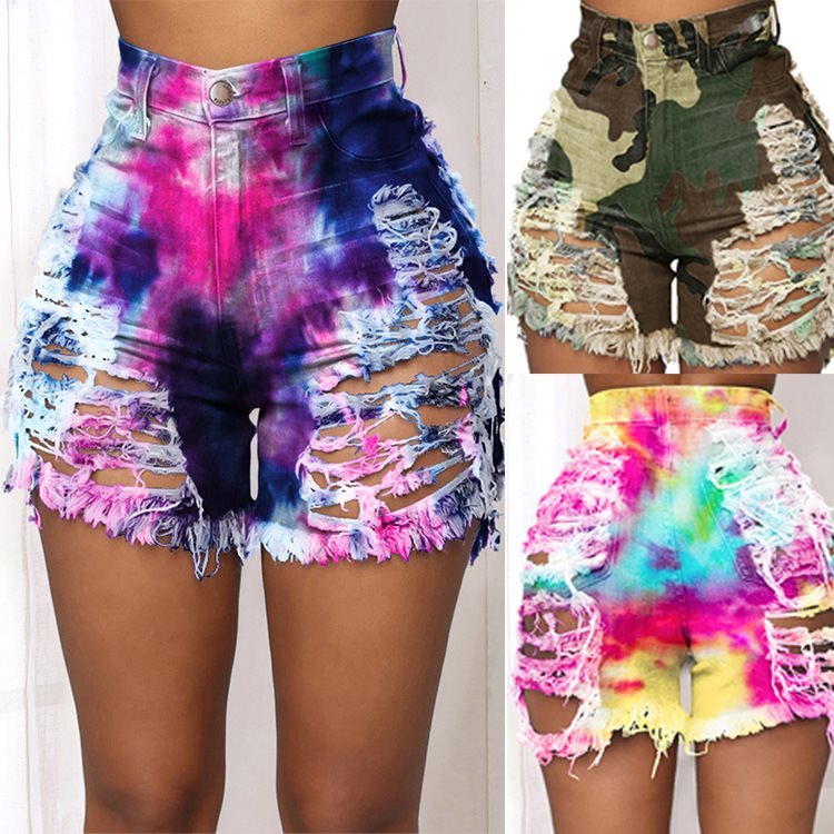 Driprime DimePiece TM. High Waist Tie-Dye Design Denim Shorts (Women's)