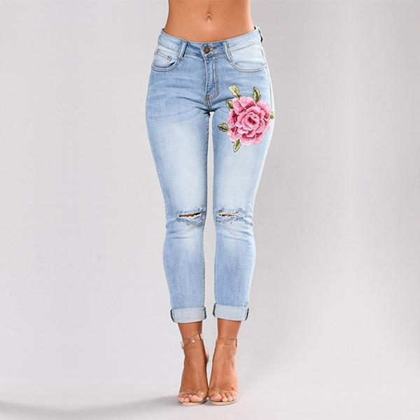 Driprime SnatchWaist TM. Rose Embroidered Black Skinny (Women's)