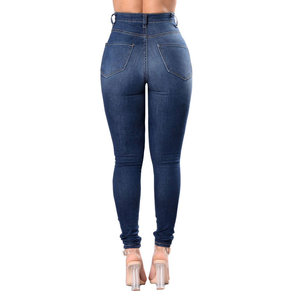 Driprime DimePiece TM. High Waisted RipShred Denim Pants Women's)