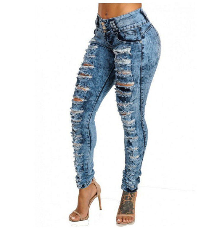 Driprime SnatchWaist TM. High Waisted Ripped Skinny  Jeans (Women's)