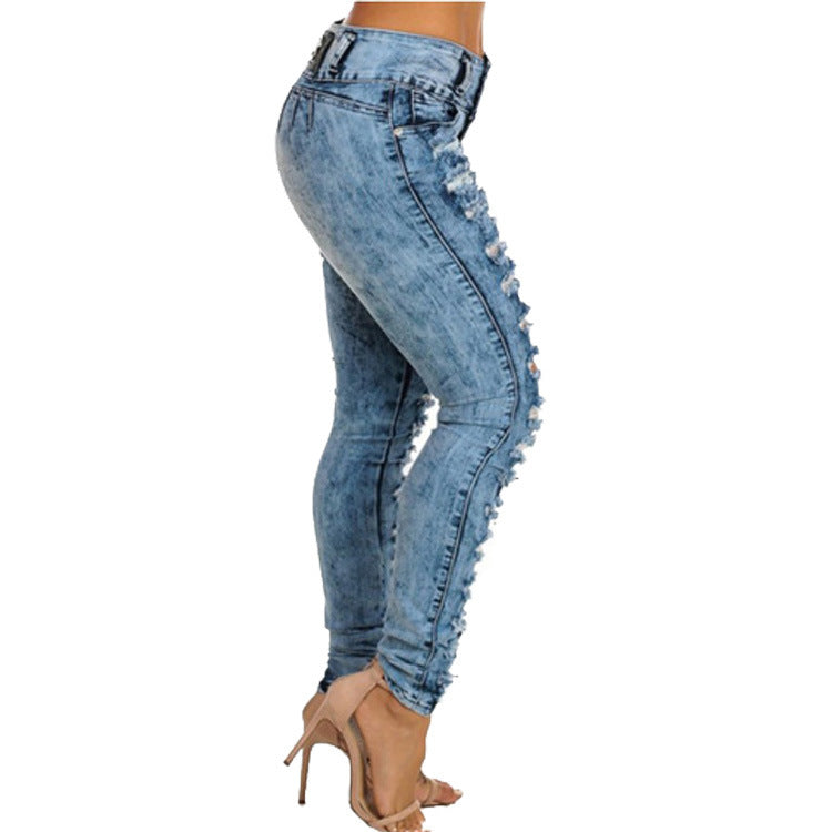 Driprime SnatchWaist TM. High Waisted Ripped Skinny  Jeans (Women's)