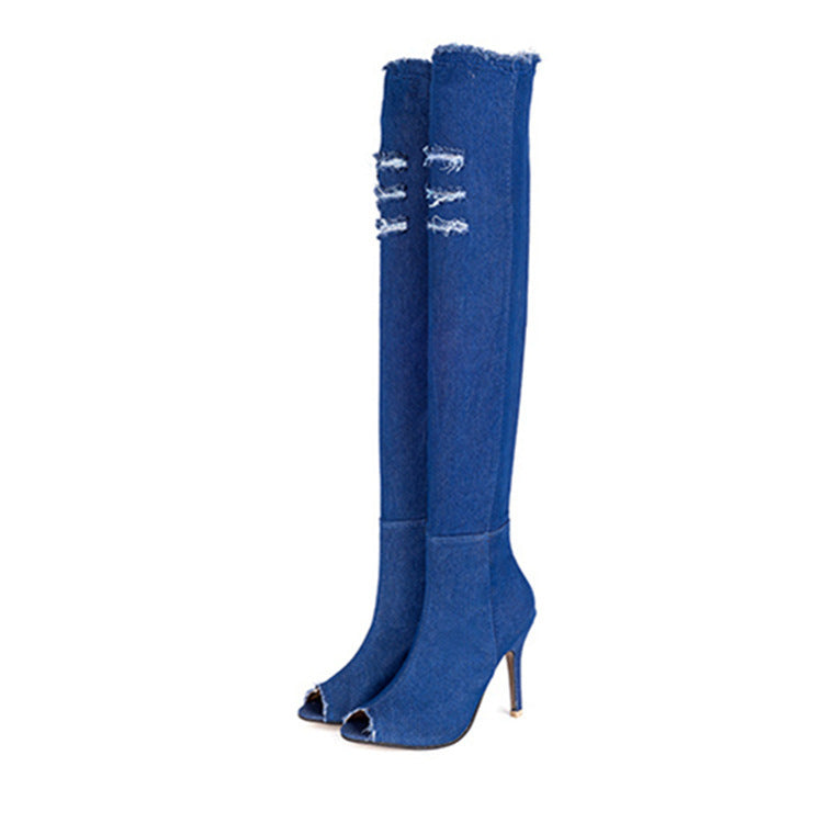 Driprime SuperModela TM. Stiletto High-Stretch Denim (Boots Over Sexy Knees)