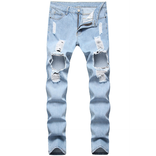 Driprime Streetwear Light Blue Ripped Skinny Jeans (Men's)