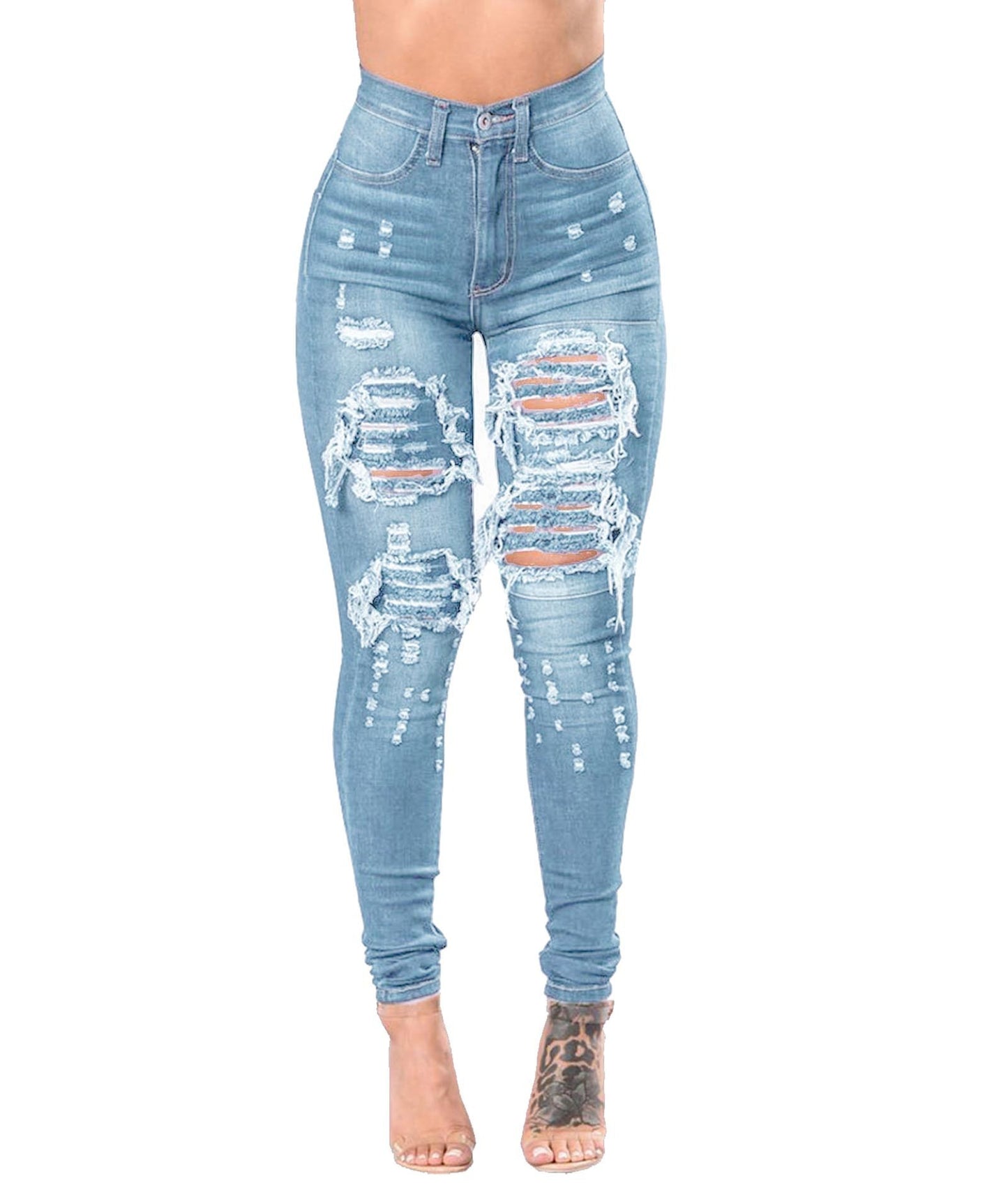 Driprime DimePiece TM. High Waist Ripped Denim Pants (Women's)