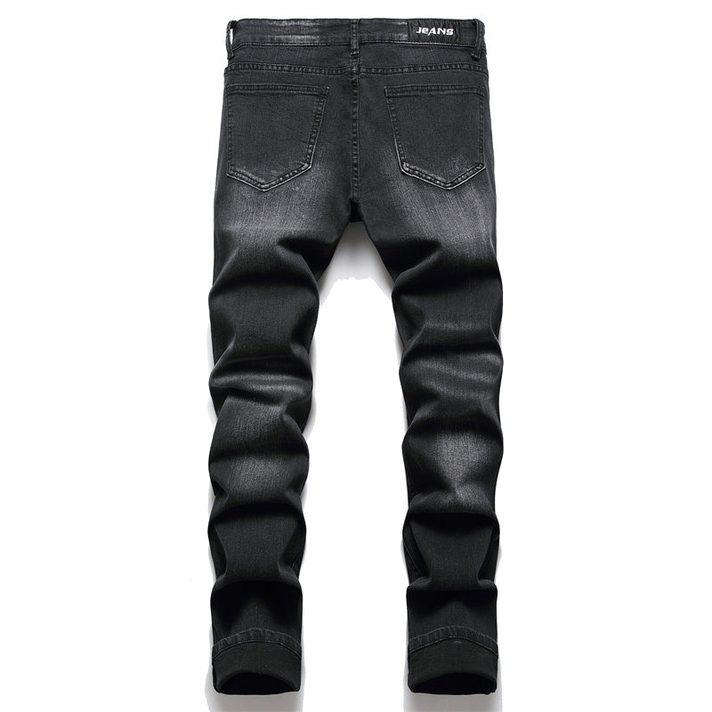 Driprime Streetwear Skinny Patched Biker Jeans (Men's)