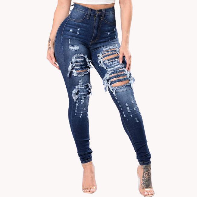 Driprime DimePiece TM. High Waist Ripped Denim Pants (Women's)