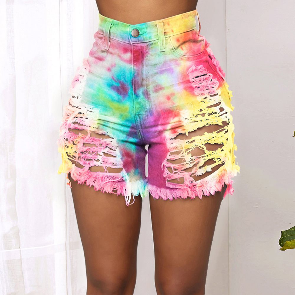 Driprime DimePiece TM. High Waist Tie-Dye Design Denim Shorts (Women's)