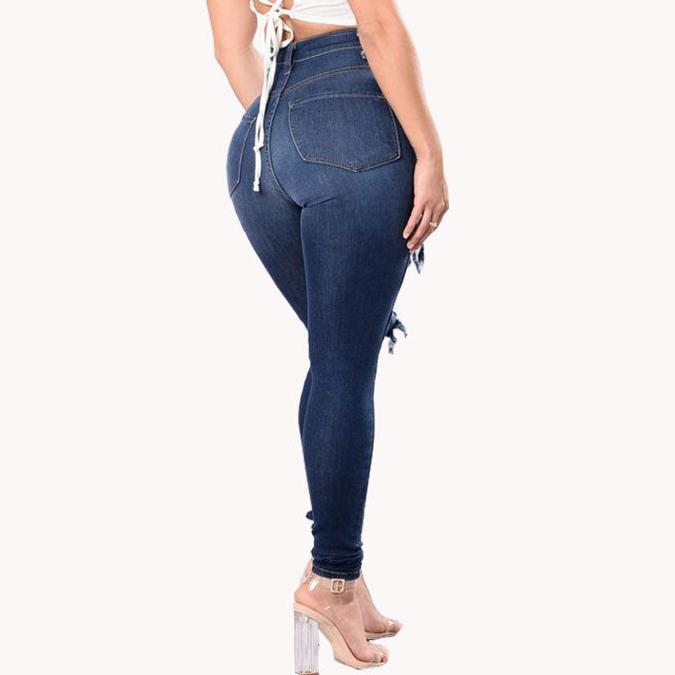 Driprime DimePiece TM. High Waisted RipShred Denim Pants Women's)