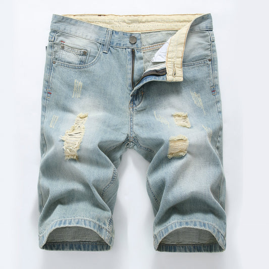 Driprime Streetwear Ripped Slim Denim Shorts (Men's)