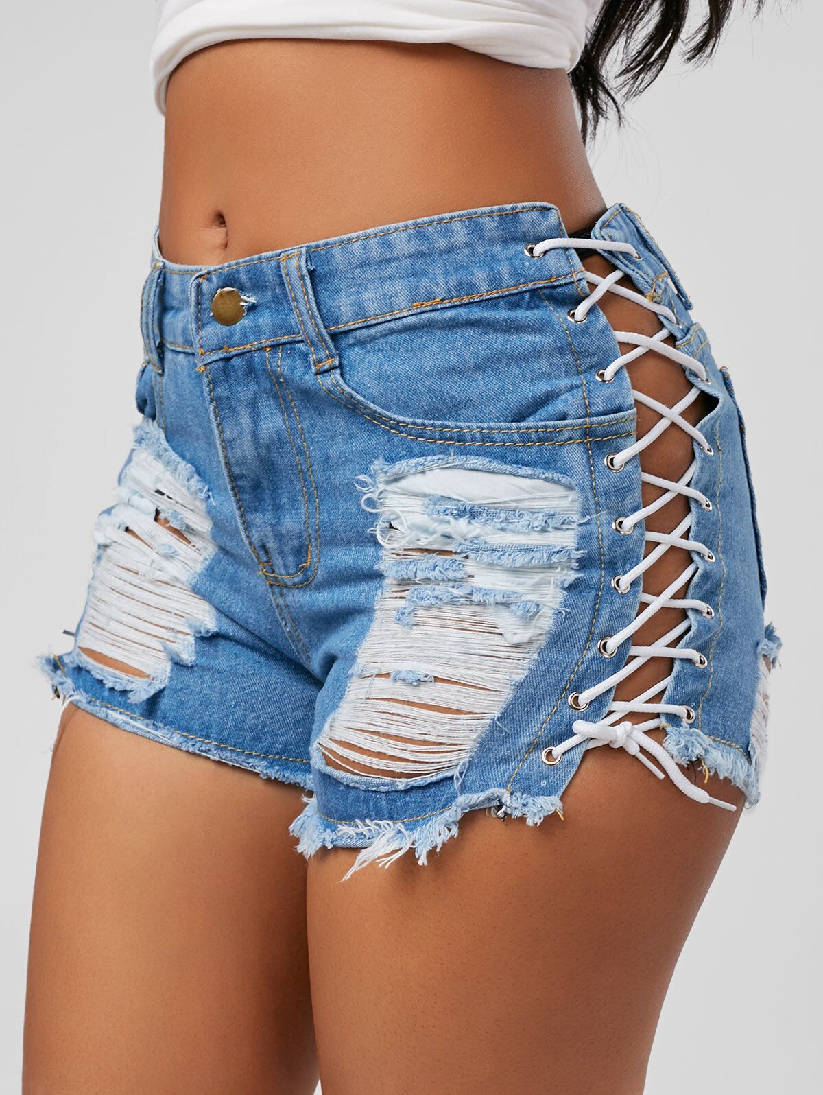 Driprime SnatchWaist TM. Laced-Up Hips Denim Shorts (Women's)