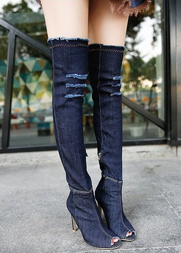 Driprime SuperModela TM. Stiletto High-Stretch Denim (Boots Over Sexy Knees)