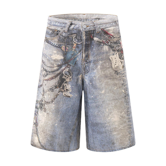 Driprime Streetwear 3D Digital Denim Shorts (Men's)