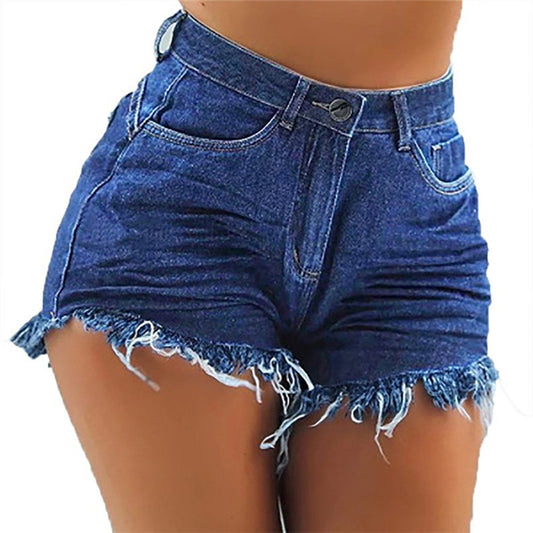 Driprime DimePiece TM. Mid-Waist Ripped Fringed Denim Shorts (Women's)