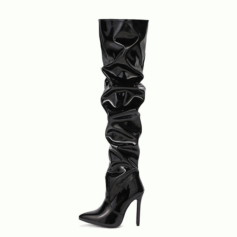 Driprime SuperModela TM. Stiletto Patent Leather / Back Zip (Boots Over Sexy Knees)